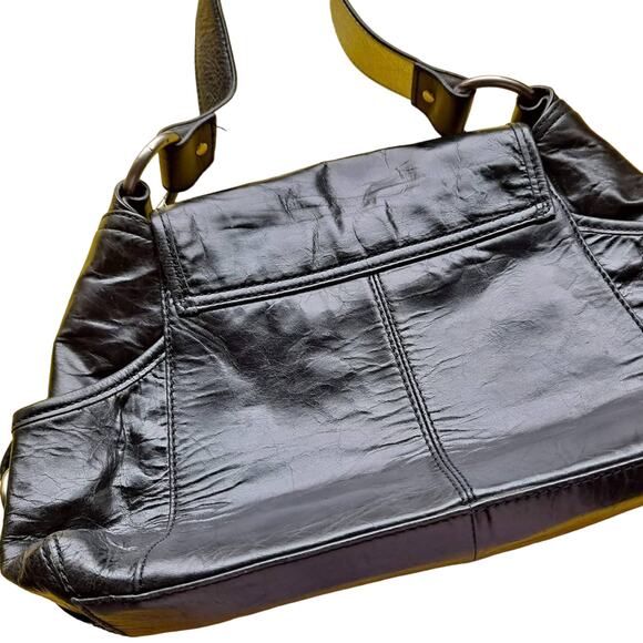 Kenneth Cole Reaction Black Leather Shoulder Bag - Picture 6 of 9